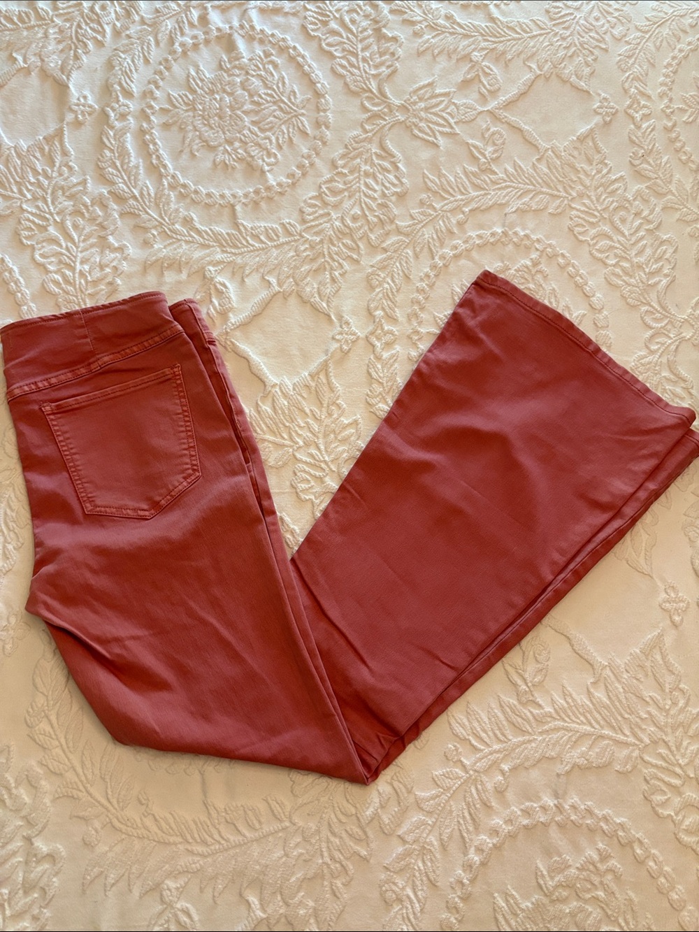 Free People Brick Red High-Rise Flare Jeans